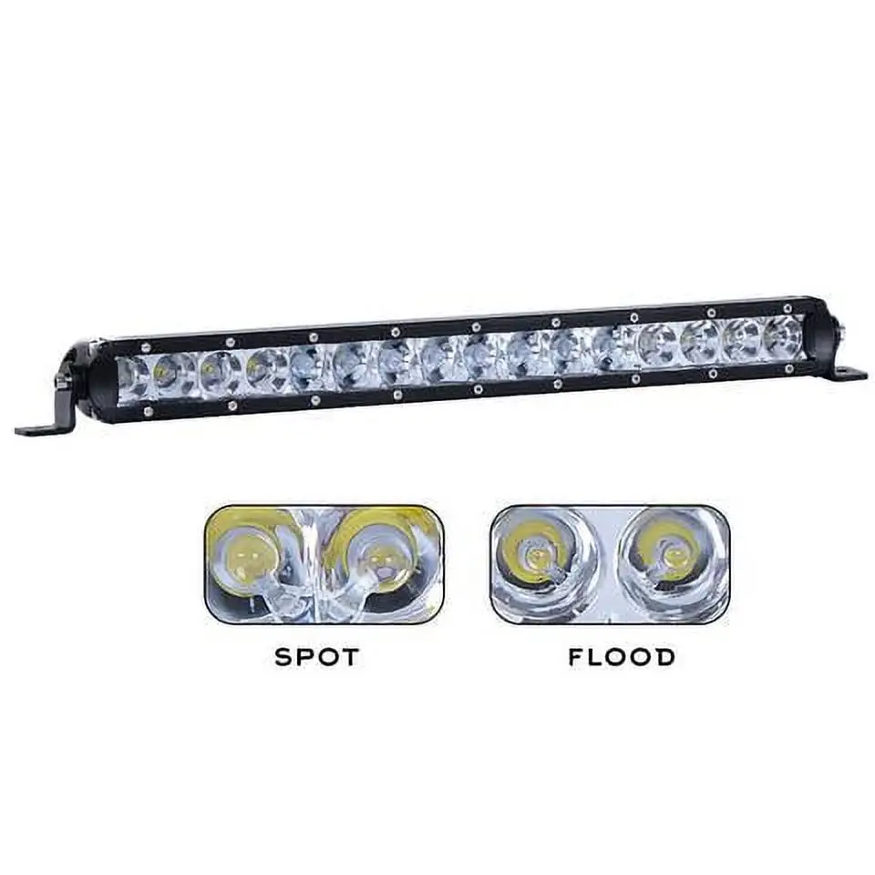 Nilight 17 Inch 80w LED Work Light Single Row Spot Flood Combo LED Light Bar Driving Lights Offroad Lighting - 2 Style Mounting Brackets.2 years Warranty