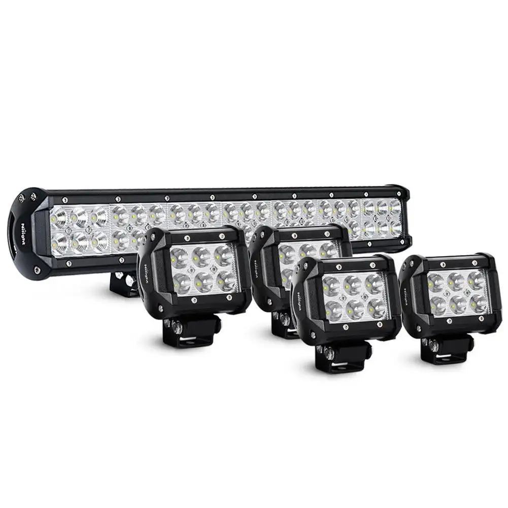 Nilight 20 126W LED Light Bar & 4-Piece 4 18W Spot LED Driving Lights