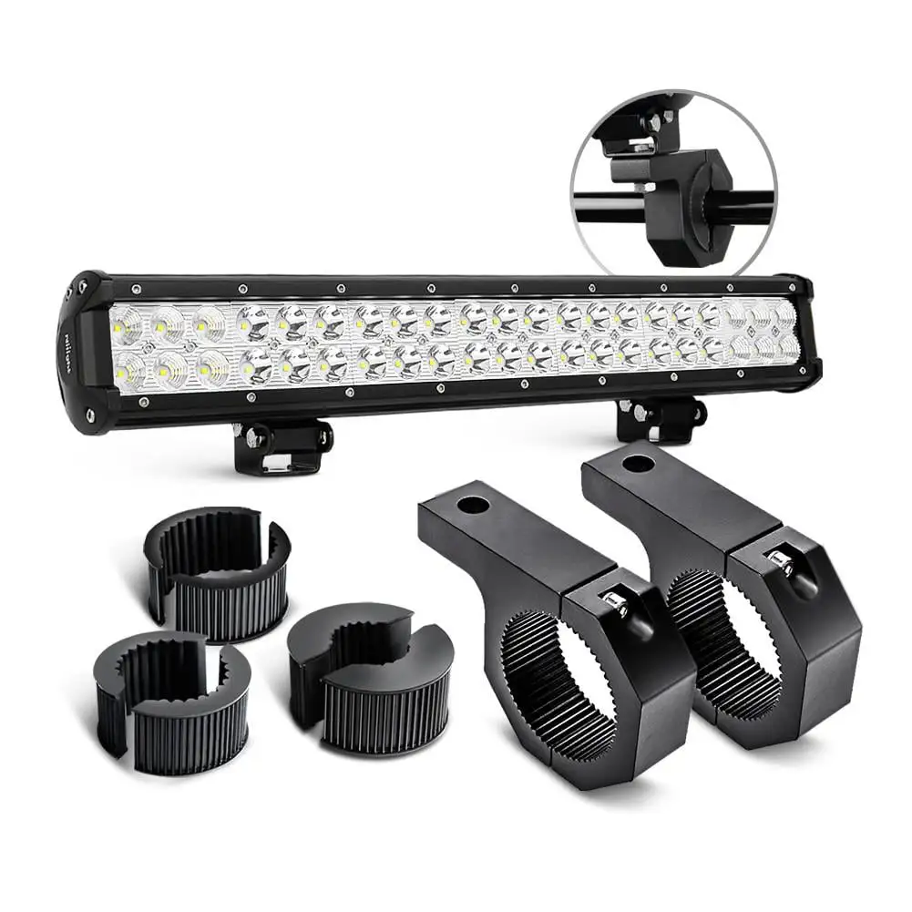 Nilight 20 Inch 126W Spot Flood Combo LED Light Bars Off Road Driving Fog Lights With Off-Road Light Mounting Bracket Horizontal Bar Tube Clamp. 2 Years Warranty