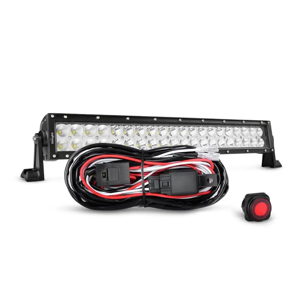 Nilight 22 Inch 120W Spot Flood Combo LED Light Bar Led Work Light Off Road Light Driving Light With Off Road Wiring Harness. 2 Years Warranty