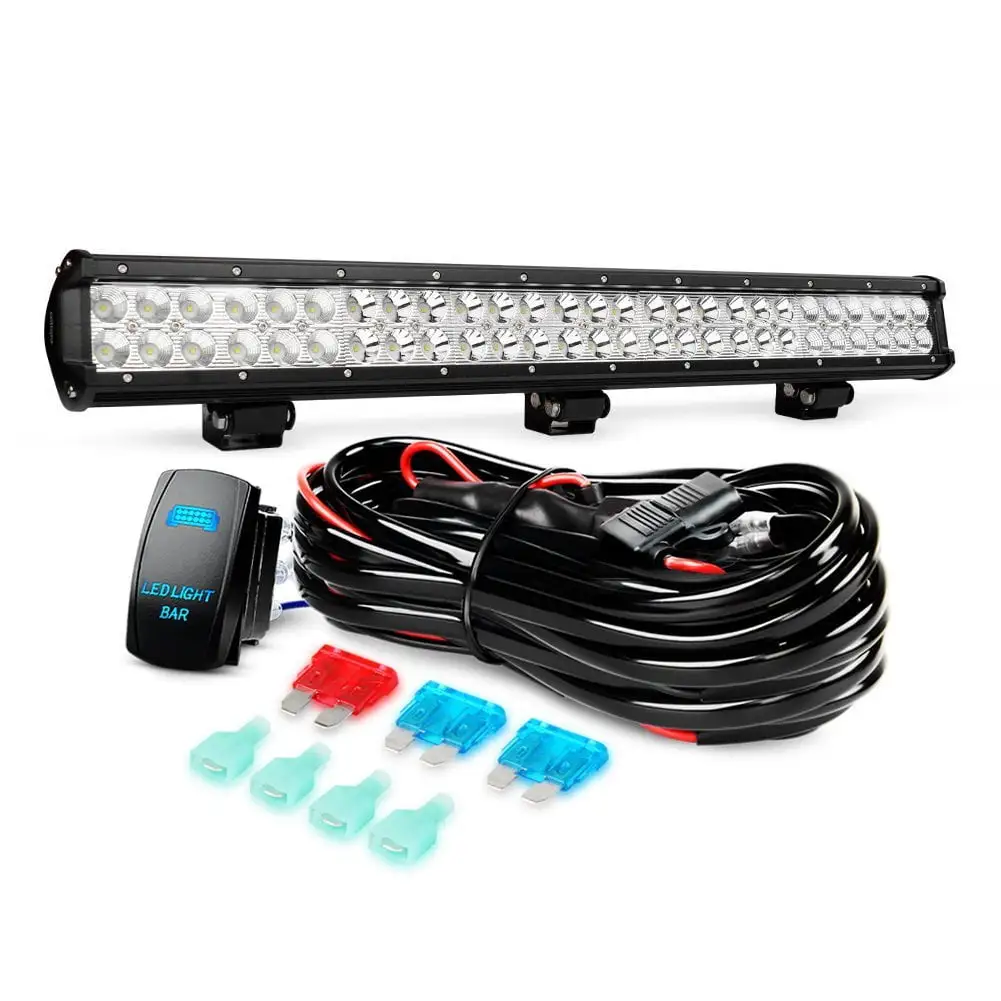 Nilight 25Inch 162W LED Light Bar Spot Flood Combo Led Off Road Lights with Wiring Harness Kit and 12V 5Pin Rocker Switch . 2 Years Warranty