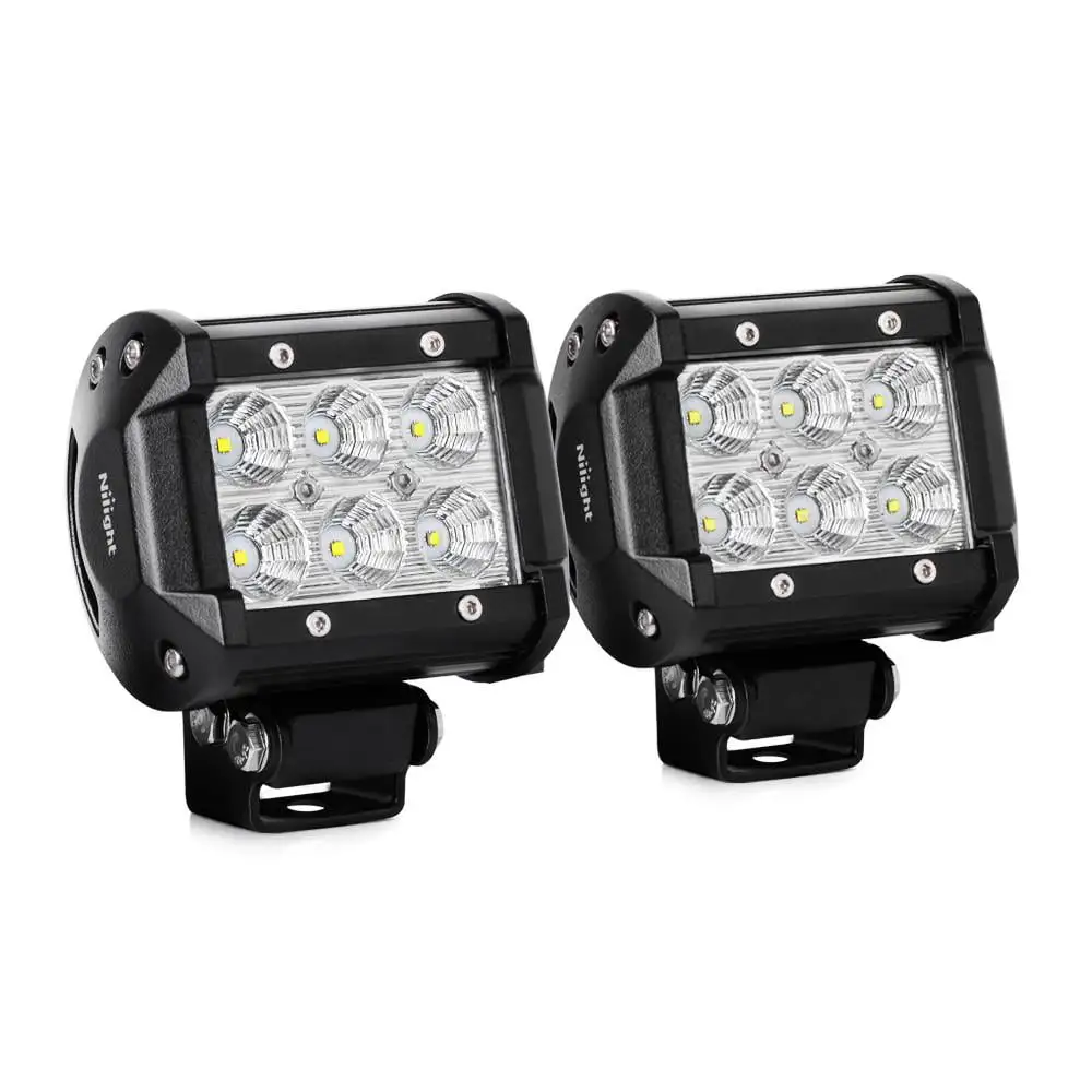 Nilight 2PCS 4 Inch 1260lm 18W Flood Led Light Bar led pods. 2 years Warranty