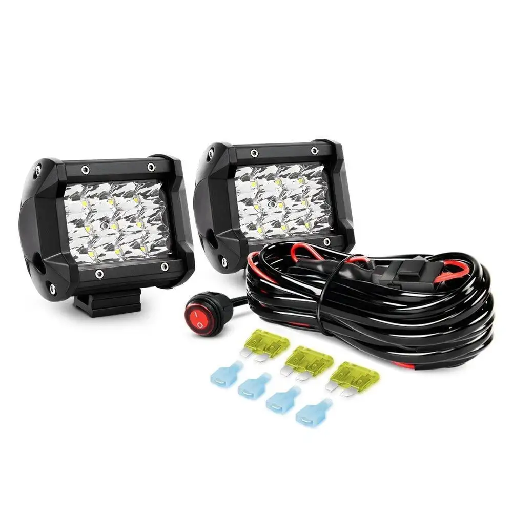 Nilight 2PCS 4Inch Triple Row Spot LED Light Bar Driving Lights Boat Lights Fog Lights Off Road Led Lights. and 1PC 16AWG Wiring Harness Kit. 2 Years Warranty