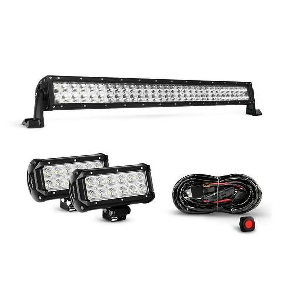 Nilight 32 Inch 180W Spot Flood Combo Led Light Bar 2PCS 6.5 Inch 36W Flood LED Fog Lights With Off Road Heavy Duty Wiring Harness. 2 years Warranty