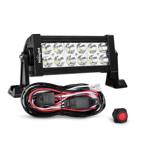 Nilight 7 36W Spot LED Work Light Off Road LED Light Bar Driving Lights With Off Road Wiring Harness. 2 Years Warranty