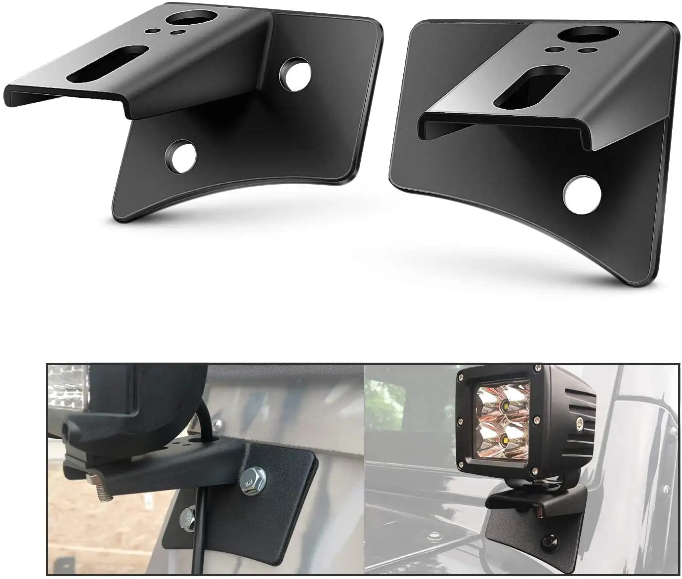 Nilight 90026B 2PCS Pillar Windshield Hinge Mounting Brackets for Offroad LED Fog Halogen Work Light for 2007-2017 Jeep Wrangler JK.2 Years Warranty