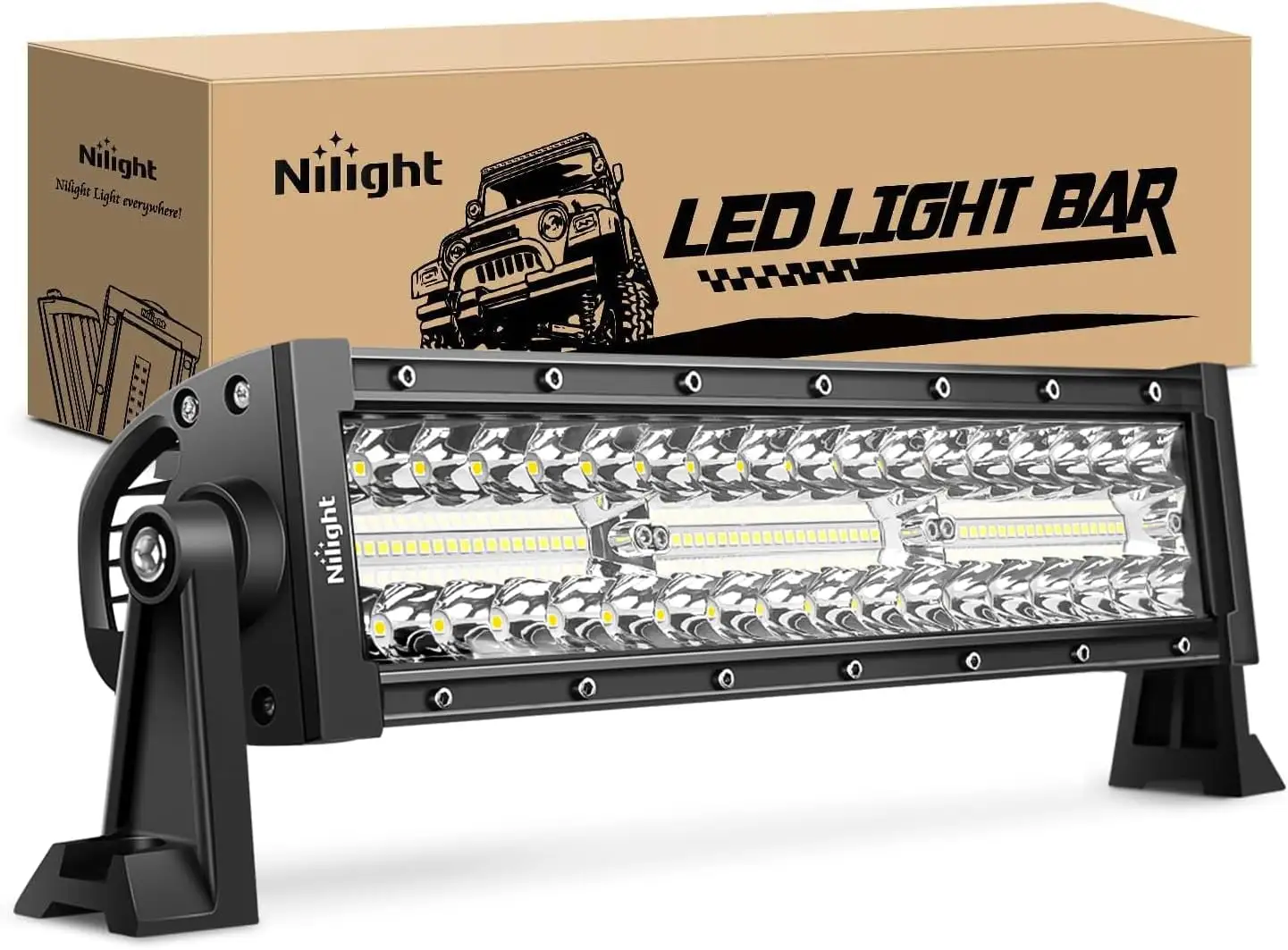 Nilight LED Light Bar 13.5Inch Triple Row Spot Flood Combo 96LEDs Lights Fog Light Driving Light Work Light Backup Light Bumper Lights for Off-Road Truck SUV ATV UTV. 2 Years Warranty