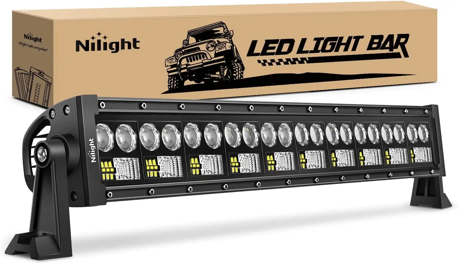 Nilight LED Light Bar 22Inch 150W 7D 15000LM Double Row Flood Spot Combo Off Road Led Bar Driving Lights Boat Lights Super Bright for Truck Golf Cart SUV ATV UTV Boat. 2 Years Warranty