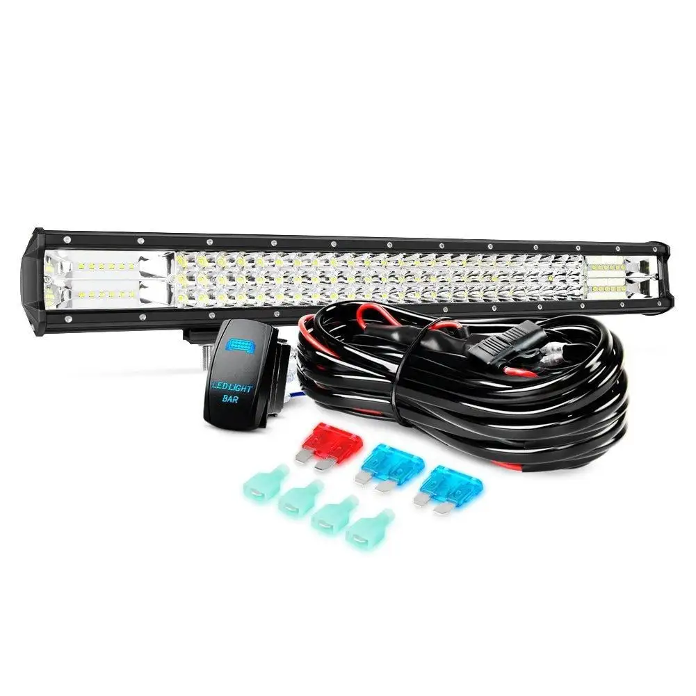 Nilight LED Light Bar 26Inch 297W 29700LM Triple Row Flood Spot Combo LED Off Road Work Light Fog Lights with Wiring Harness Kit for Boat Trucks Rv Atv SUV Jeep Lamp Tractor Marine