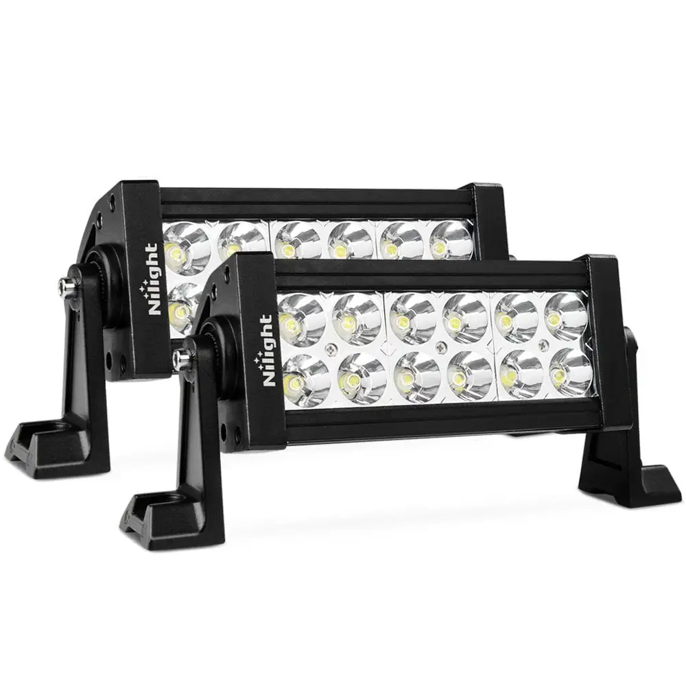 Nilight LED Light Bar 2PC 7Inch 36W Spot LED Work Light Off Road Led Bar 12v Driving Lights Super Bright for Jeep Cabin Boat SUV Truck ATVs.2 Years Warranty