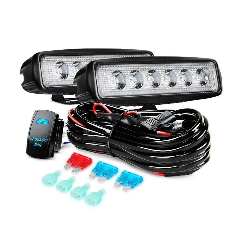 Nilight LED Light Bar 2PCS 18W Spot Led Off Road Lights 12V 5Pin Rocker Switch LED Light Bar Wiring Harness Kit . 2 Years Warranty