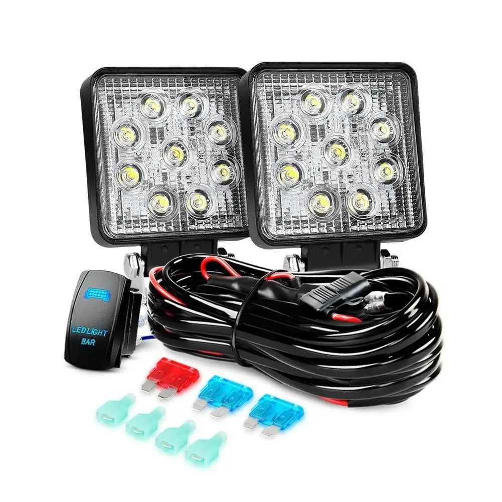 Nilight LED Light Bar 2PCS 27W Spot Led Off Road Lights 12V 5Pin Rocker Switch LED Light Bar Wiring Harness Kit . 2 Years Warranty