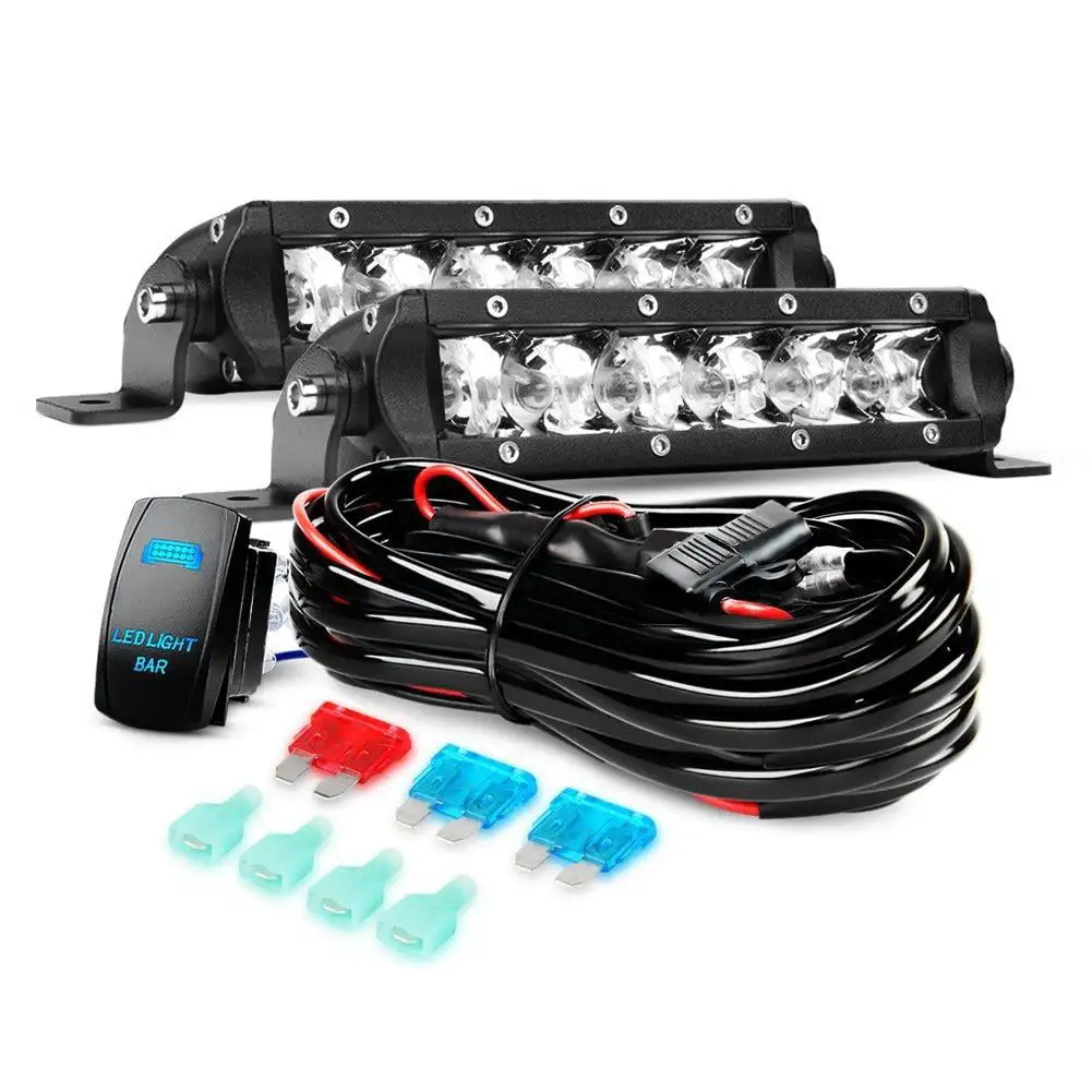 Nilight LED Light Bar 2PCS 7Inch 30W Spot Led Off Road Lights 12V 5Pin Rocker Switch LED Light Bar Wiring Harness Kit . 2 Years Warranty