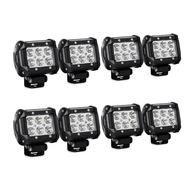 Nilight LED Light Bar 8PCS 18W 1260lm Spot led pods Driving Fog Light Off Road Lights Bar Jeep Lamp.2 years Warranty