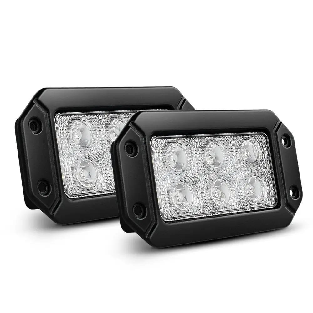 Nilight Led Light Bar 2PCS 18W Spot Flush Mount LED Work Light Driving Lights Off Road Led Lights for Jeep Truck Tacoma Bumper ATV UTV.2 Years Warranty