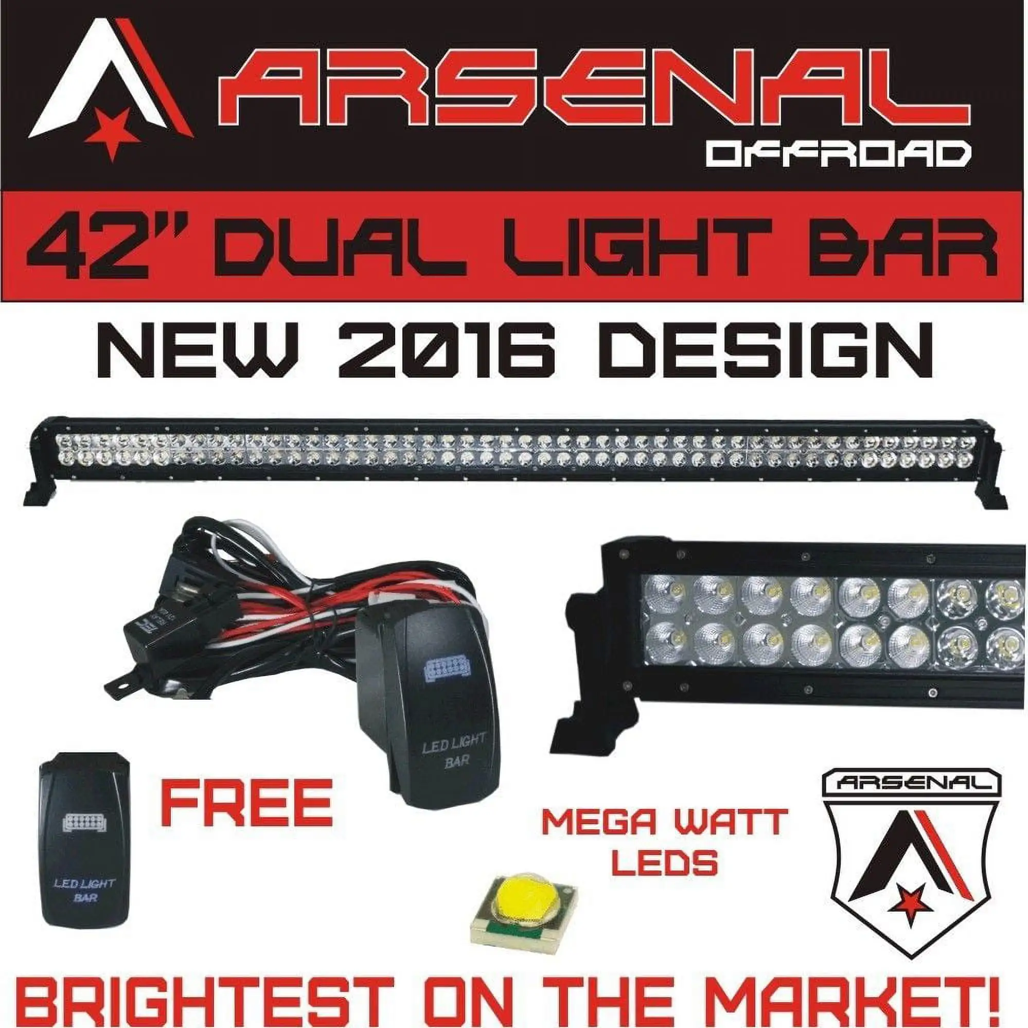 No.1 42 inch 240W MEGA WATT LED Light Bar by Arsenal Offroad TM spot flood