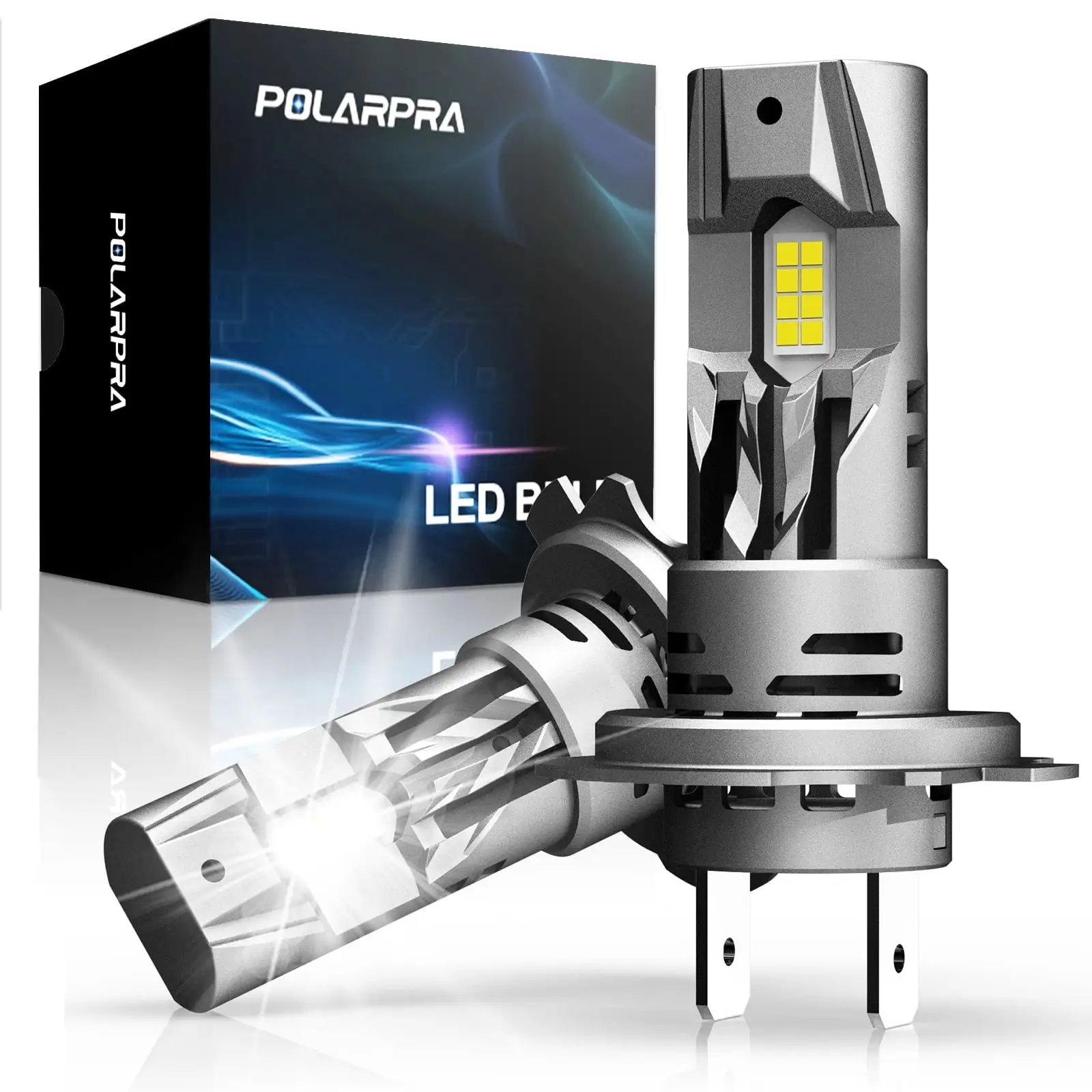 POLARPRA H7 LED Fog Light Bulbs. Headlight Super Bright Bulbs Kit.- 6500K Cool White. 20.000LM. High/Low Beam. Pack of 2