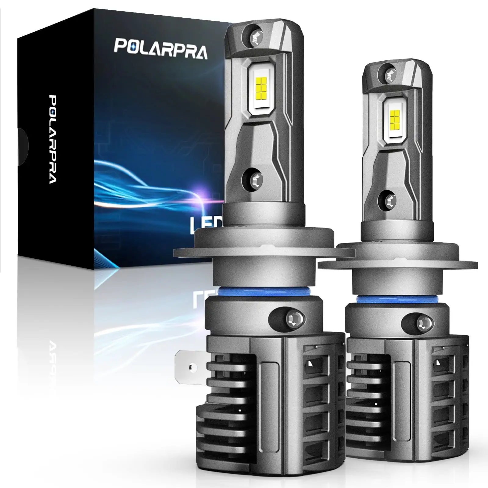 POLARPRA H7 LED Headlight Bulbs - 18.000LM - 12CSP Chips - 6500K Cool White - High/Low Beam and Fog Lights - Halogen Replacement Kit (2 PCS)