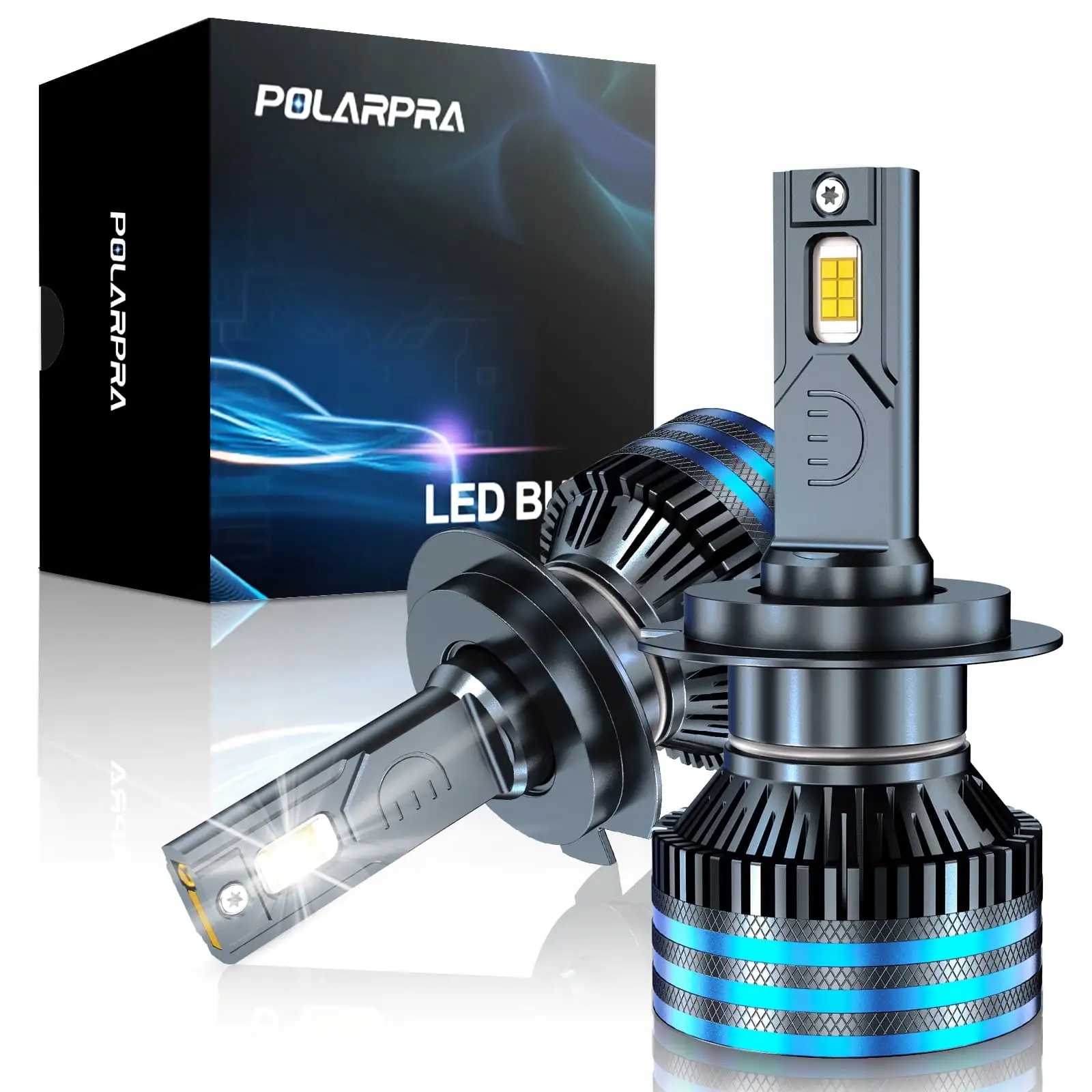 POLARPRA H7 LED Headlight Bulbs - 18.000LM. 6500K Cool White - 2-Pack for High and Low Beam Conversion