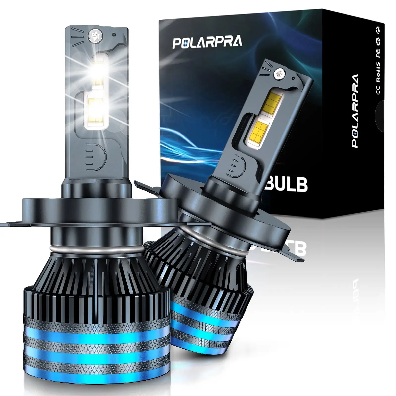 POLARPRA Upgrade Your Vehicle's Lighting with H4 LED Headlight Bulbs - 18.000LM. 6500K Cool White - 2-Pack for Car and Motorcycle Headlight Replacement