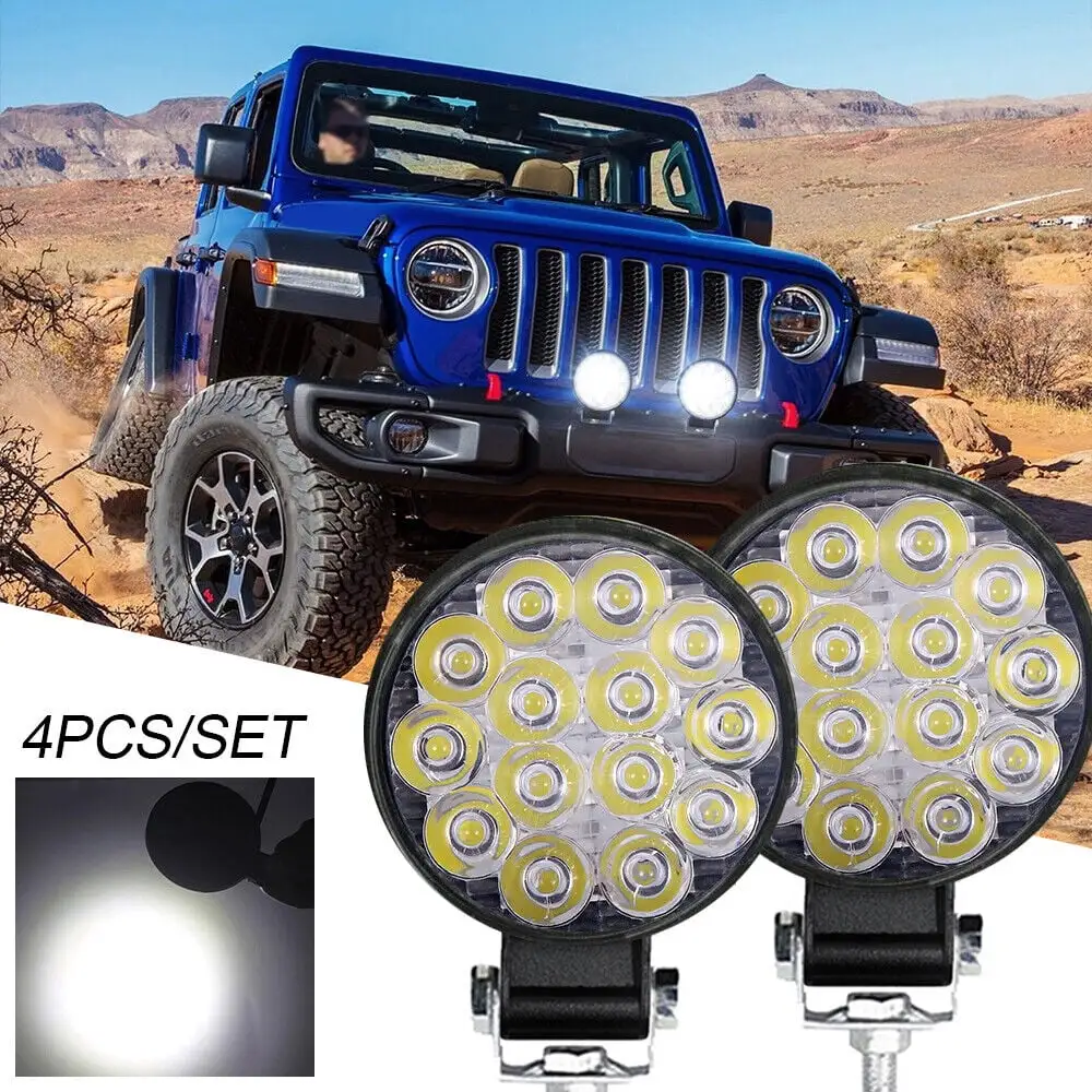 Paddsun 4 x LED Work Light Flood SPOT Lights For Truck Off Road Tractor ATV Round 48W