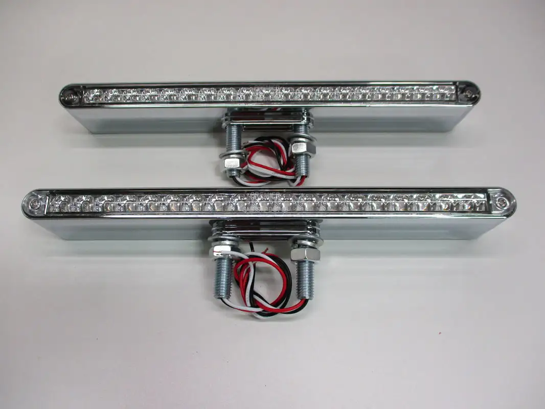 Pair of 12L 19 LED Clear Red / Amber Double Face Truck Semi Trailer Light Bars