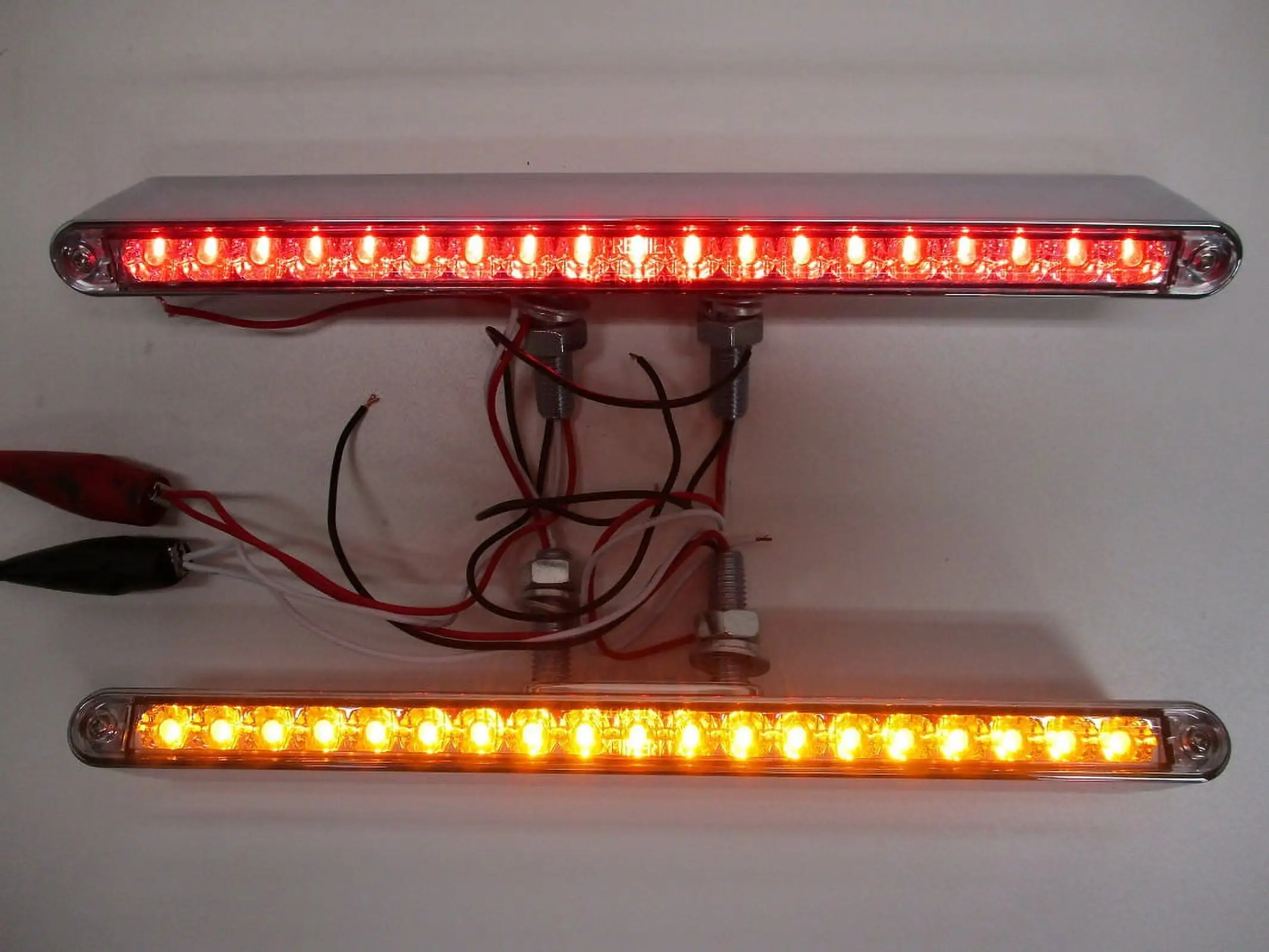 Pair of 12L 19 LED Red/Amber Double Face Truck Semi Trailer Light Bars