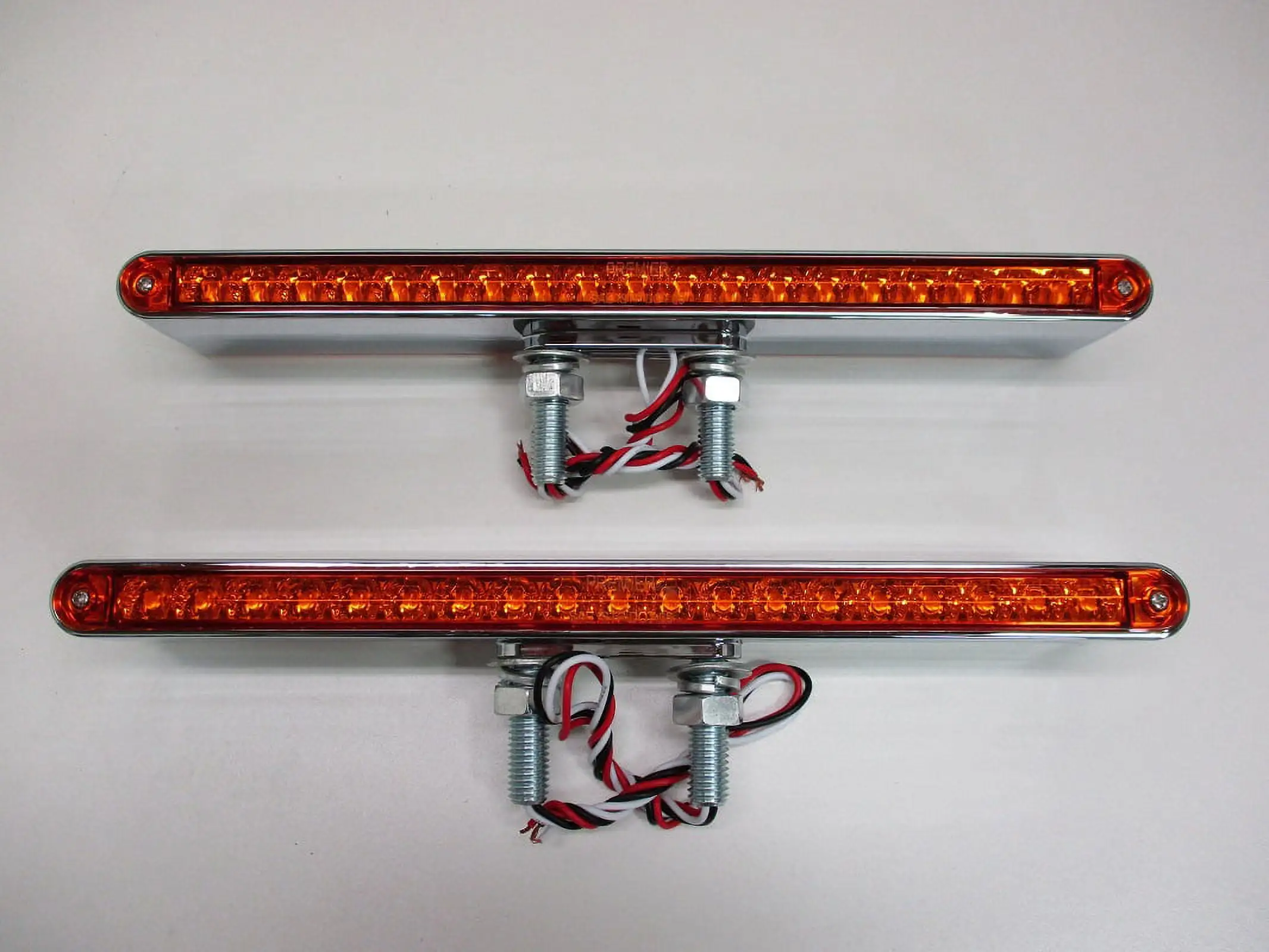 Pair of 12L Amber / Amber LED Double Face Truck Semi Trailer Light Bars /3 Wire