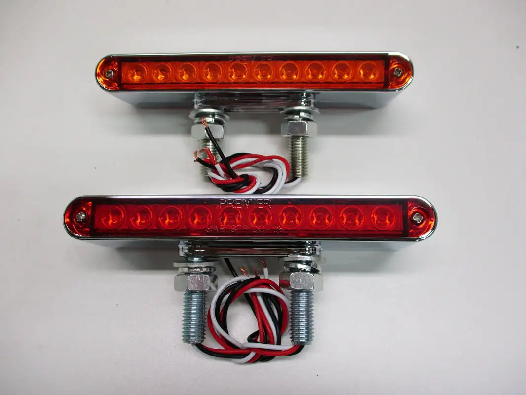 Pair of 6.5L Red / Amber LED Combo Double Face Truck Semi Trailer Light Bars