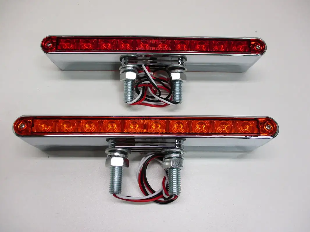 Pair of 9L Red / Amber LED Combo Double Face Truck Semi Trailer Light Bars