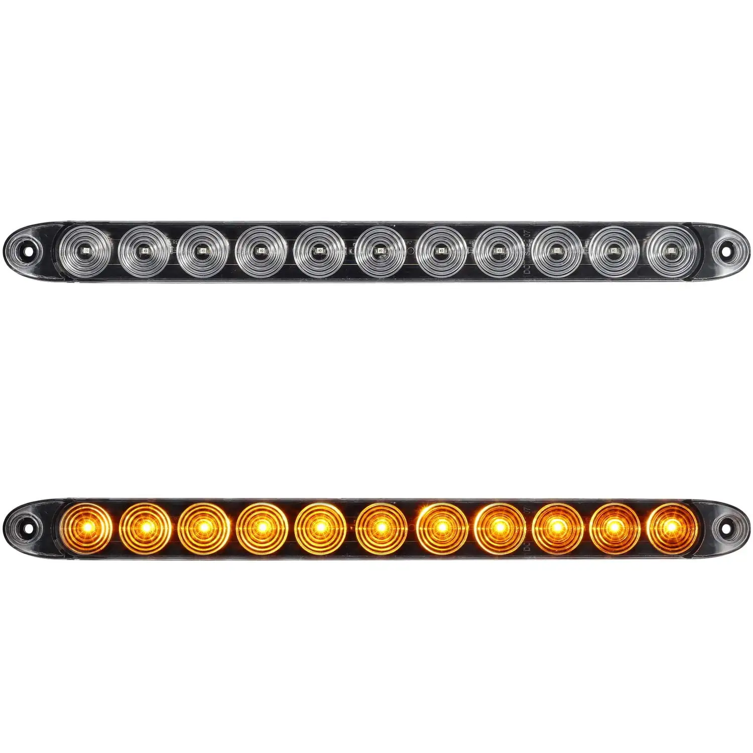 Partsam 2x Clear Lens SE33 Flange Mount 15 Turn Signal Marker light Bar Amber 11LED Waterproof for Trucks Trailers RV Boat. Super Thin Yellow Led Strip ID Light Bar P/T/C Parking Lights