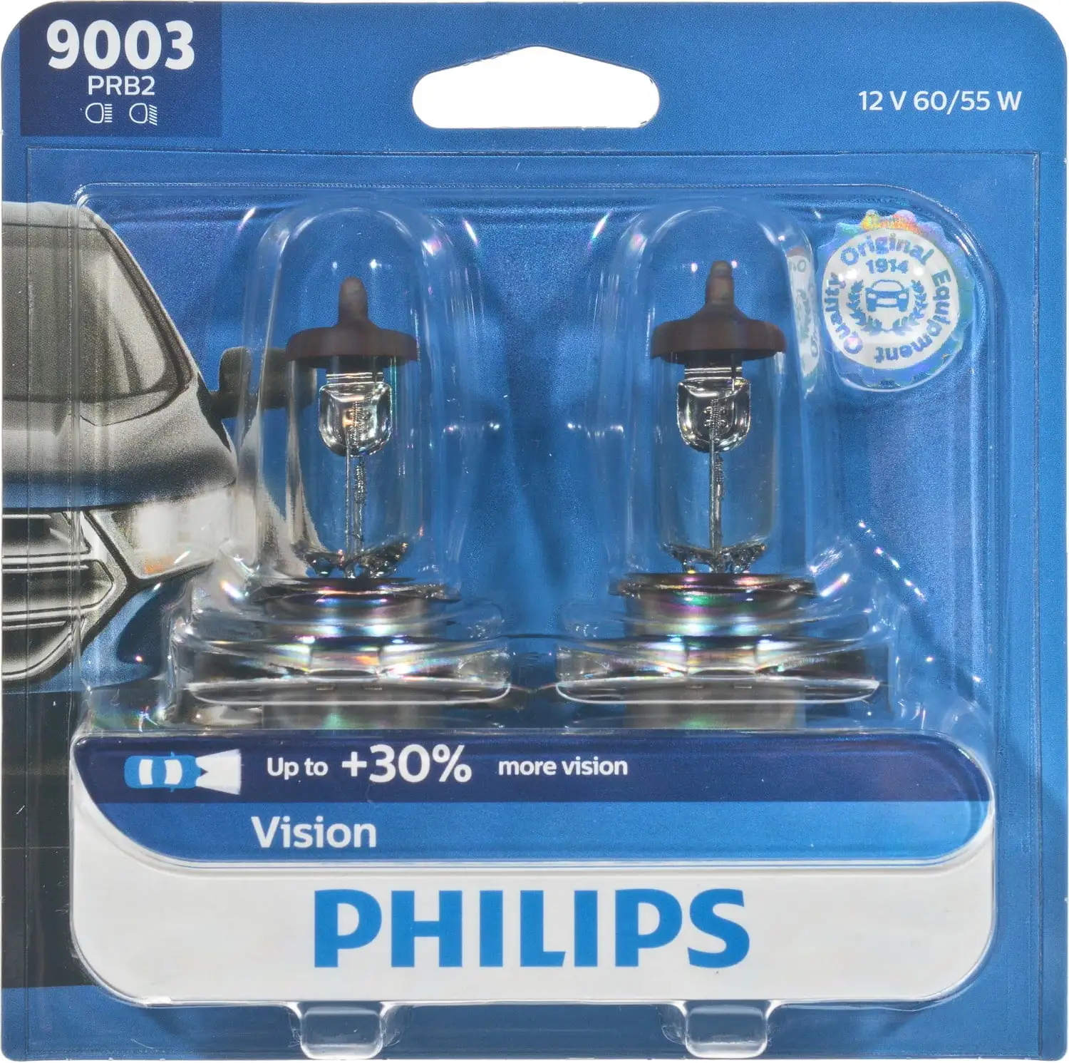 Philips 9003 Vision Headlight. Pack of 2