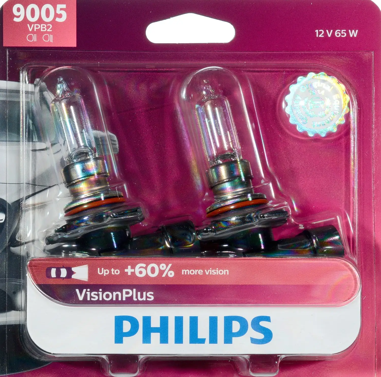 Philips 9005 Visionplus Headlight. Pack of 2