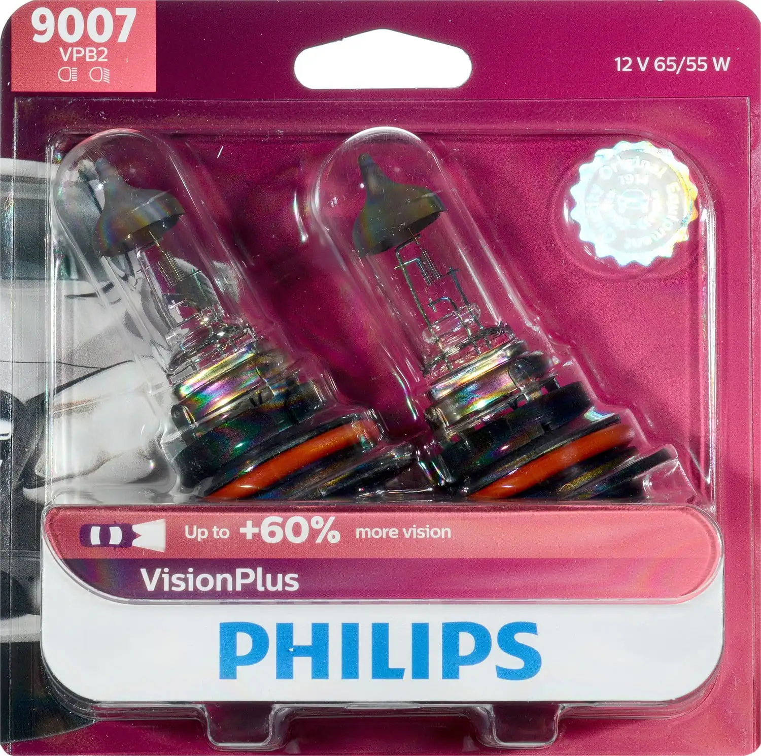 Philips 9007 Visionplus Headlight . Pack of 2