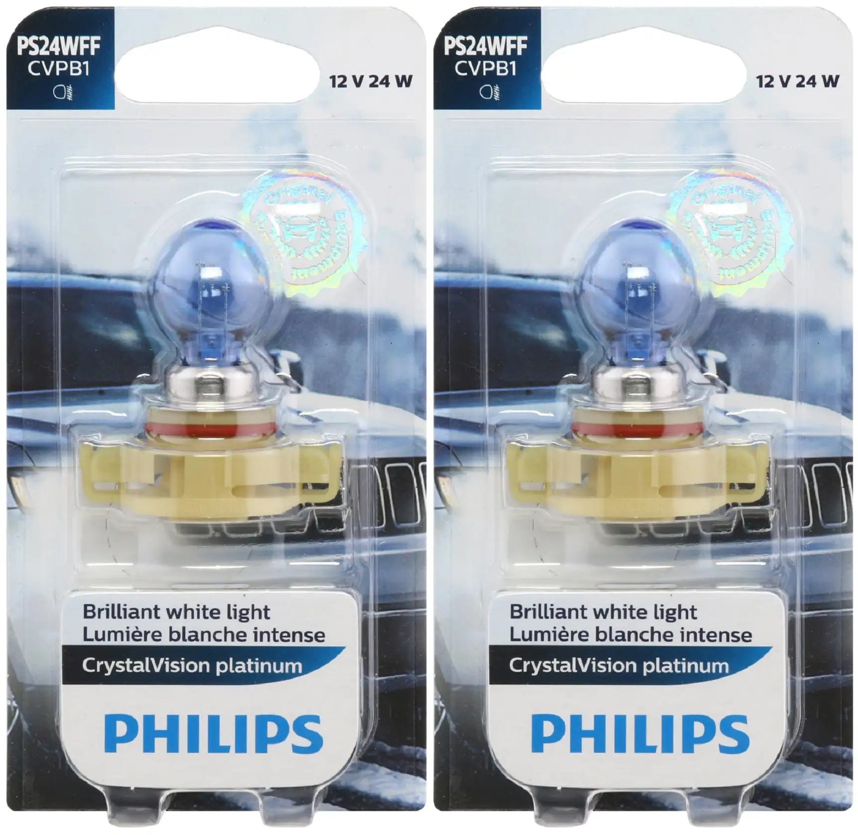 Philips Crystal Vision Platinum PS24W FF 5202 24W Two Bulbs Fog Light