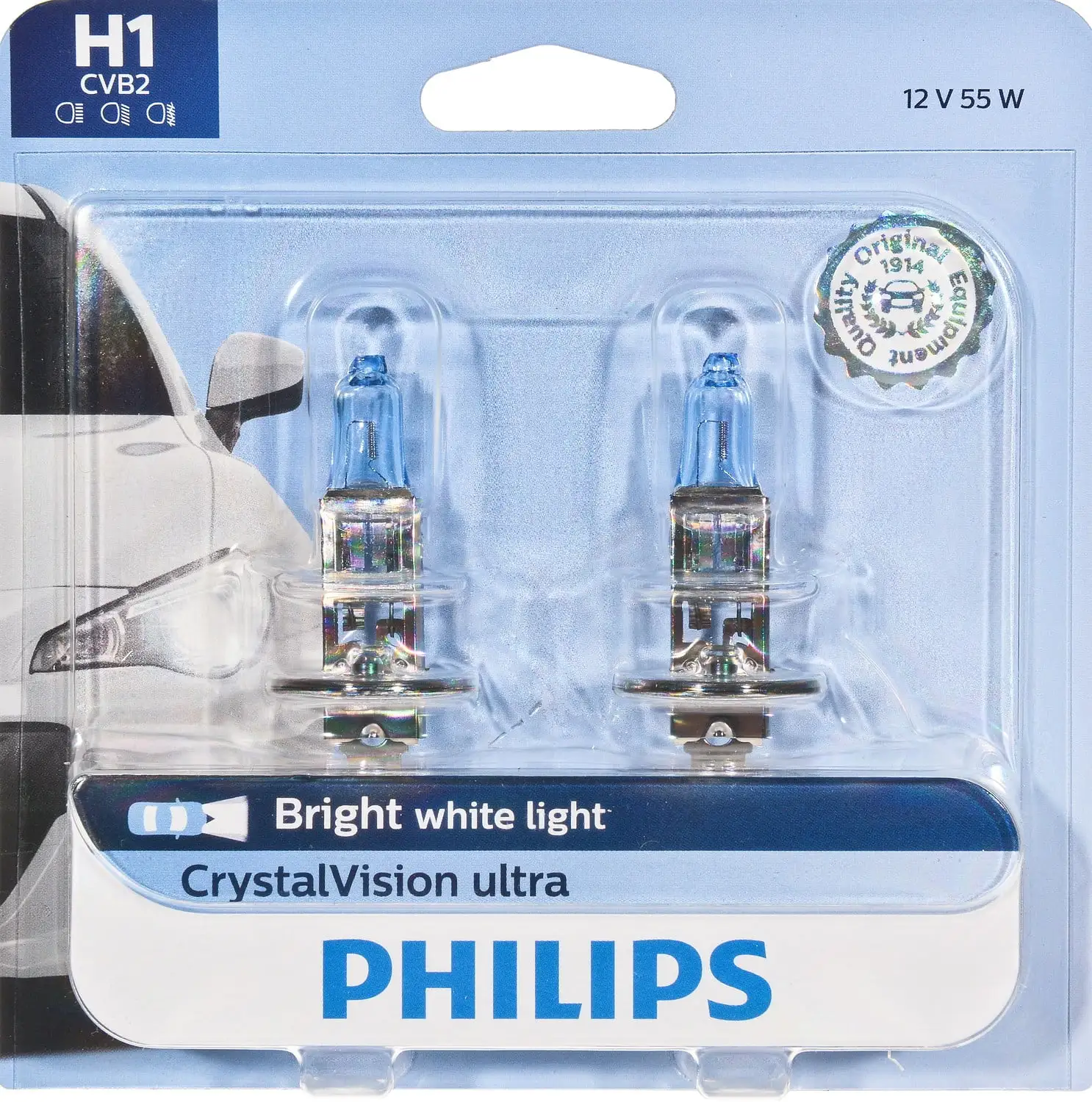 Philips H1 Crystalvision Ultra Headlight. Pack of 2