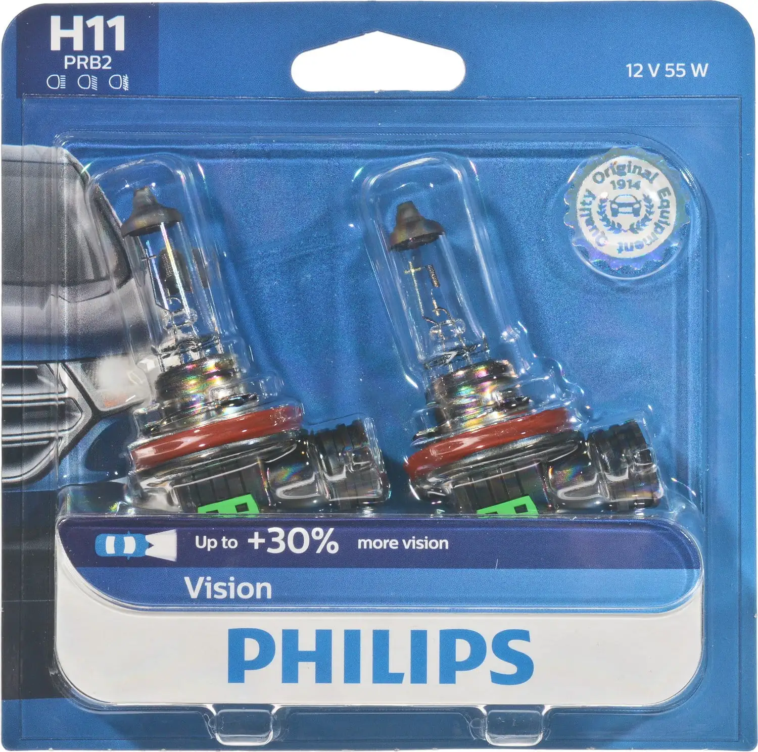 Philips H11 Vision Headlight. Pack of 2