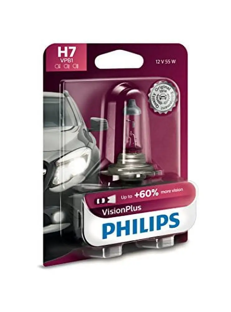 Philips H7 VisionPlus Upgrade Headlight Bulb with up to 60% More Vision. 1 Pack