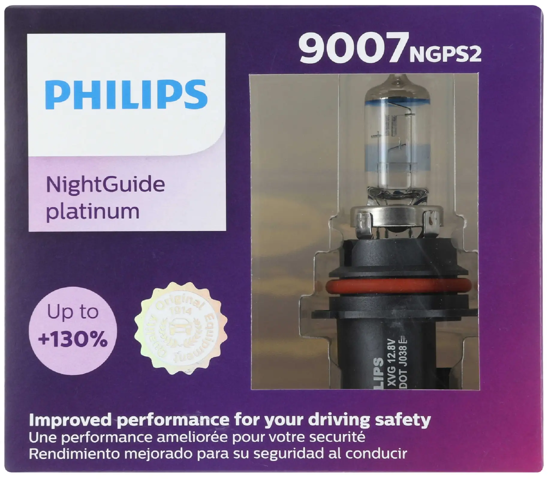 Philips Night Guide Platinum 9007 65/55W Two Bulbs Head Light