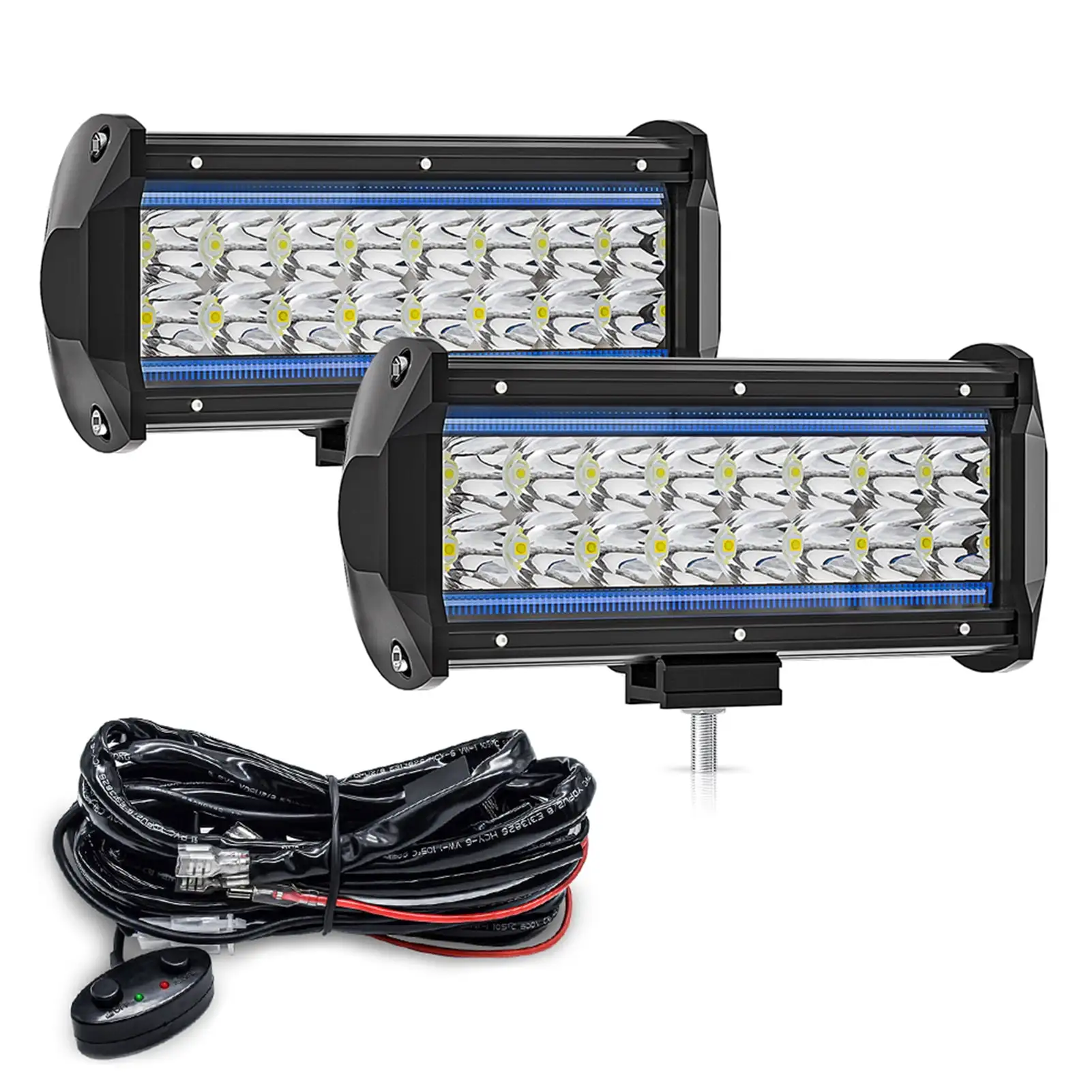 Pinnaco LED Work Light Bar Pod. 7 inch. Dual Color. DRL/Angel Eye. Spot Flood Combo. Car Truck ATV UTV SUV Boat