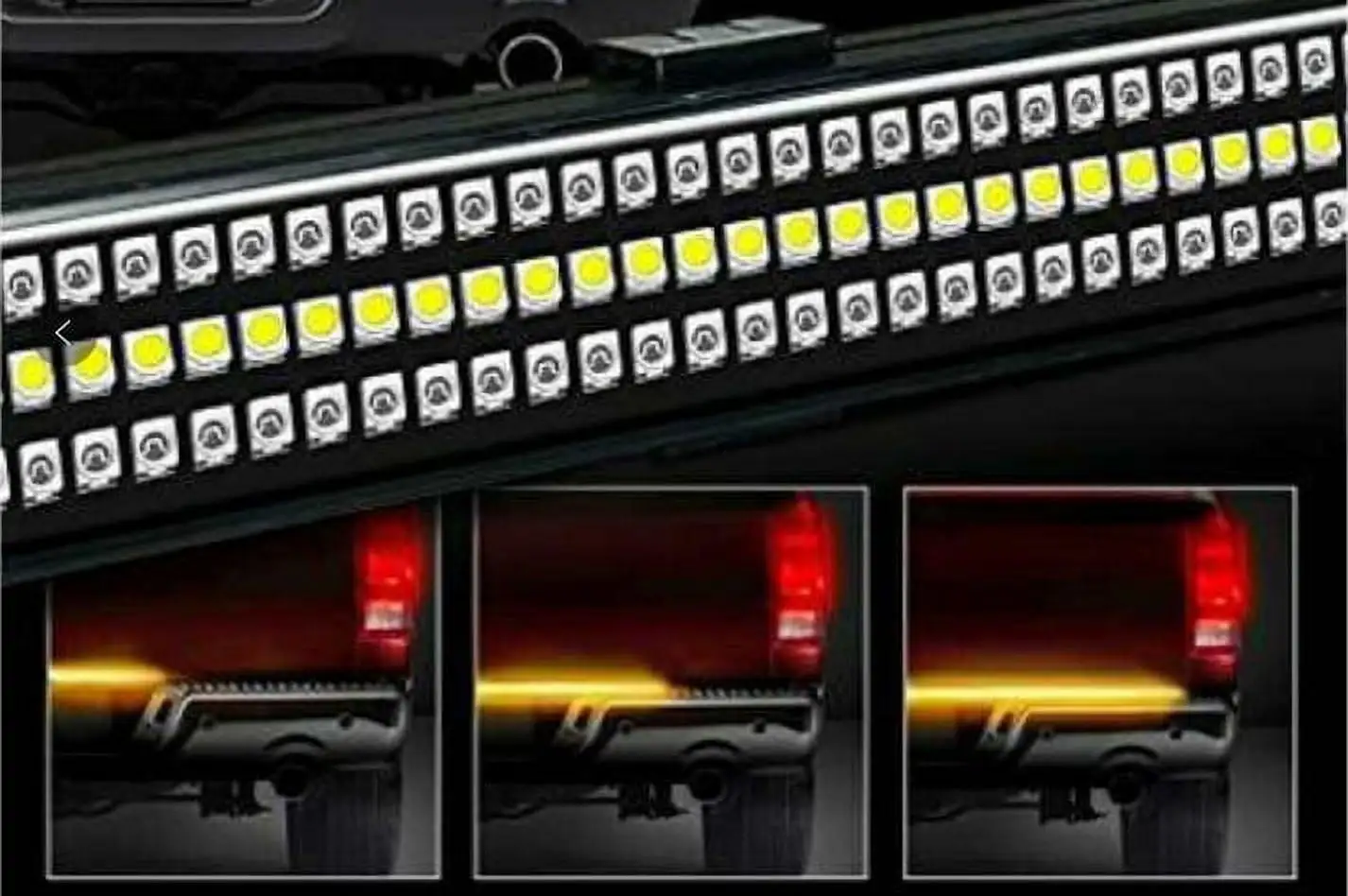 Race Sport 60in 5-function 3-Color IP68 with Sequential Amber Turn Signals TRIPLE ROW LED Truck Tailgate Light Bar RS120060