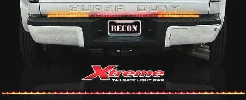 Recon Truck Accessories 60 in. Tailgate Bar with Amber Scanning LED Turn Signals & Red LED Brake