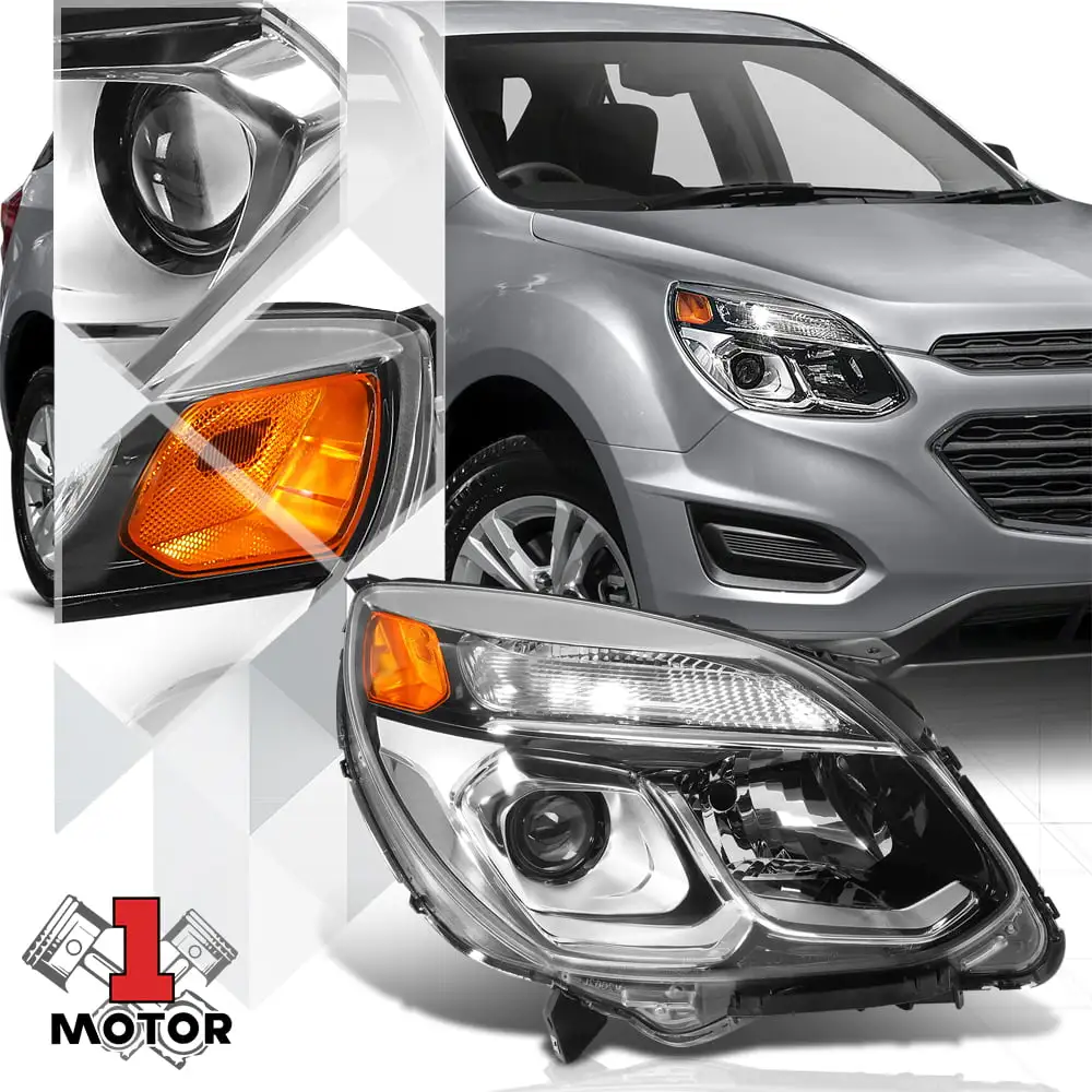 Right Passenger Side Chrome Projector Headlight Assembly for 16-17 Chevy Equinox 16