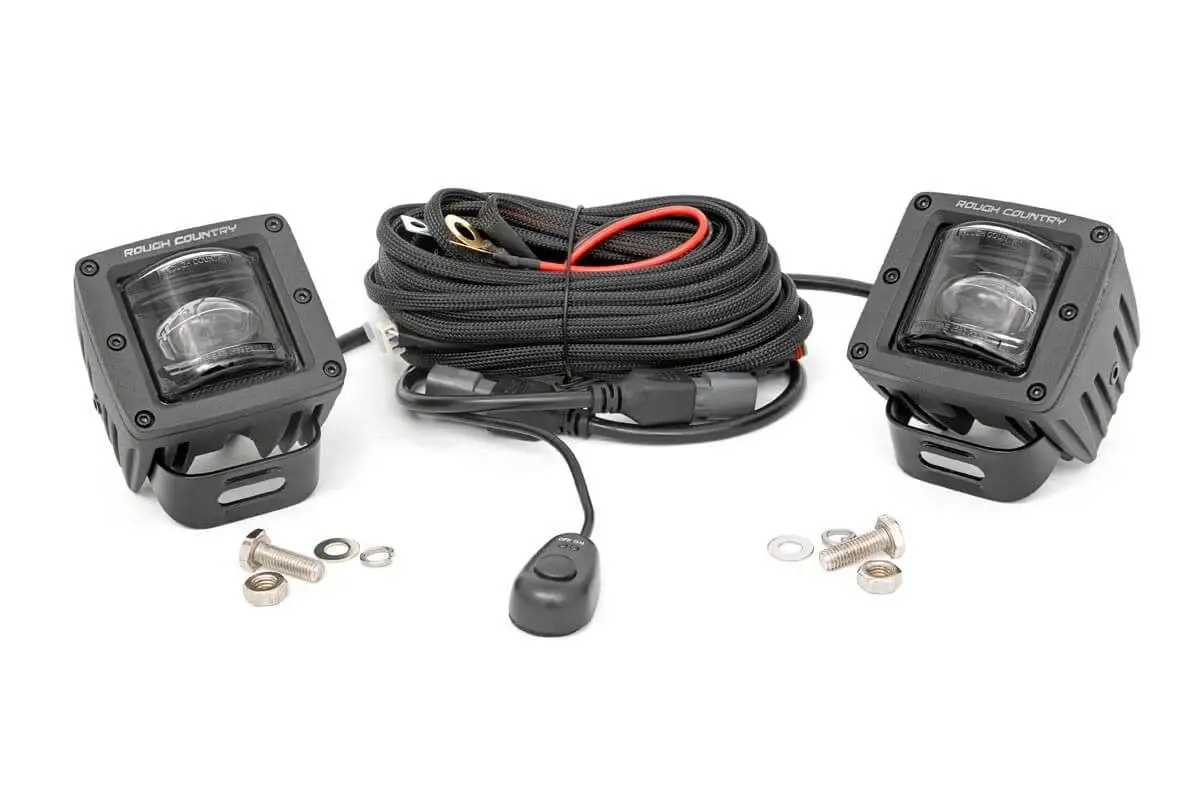 Rough Country 2 Square SAE LED Fog Lights | 2400 Lumens | Pair - 70907