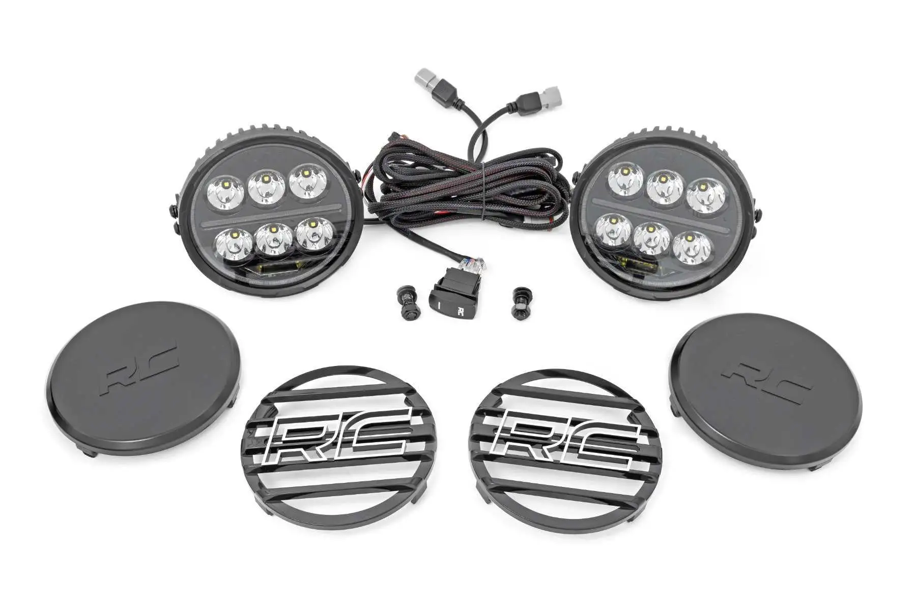 Rough Country 6.5 Black Series w/Amber DRL Round LED Lights | Pair - 70805A