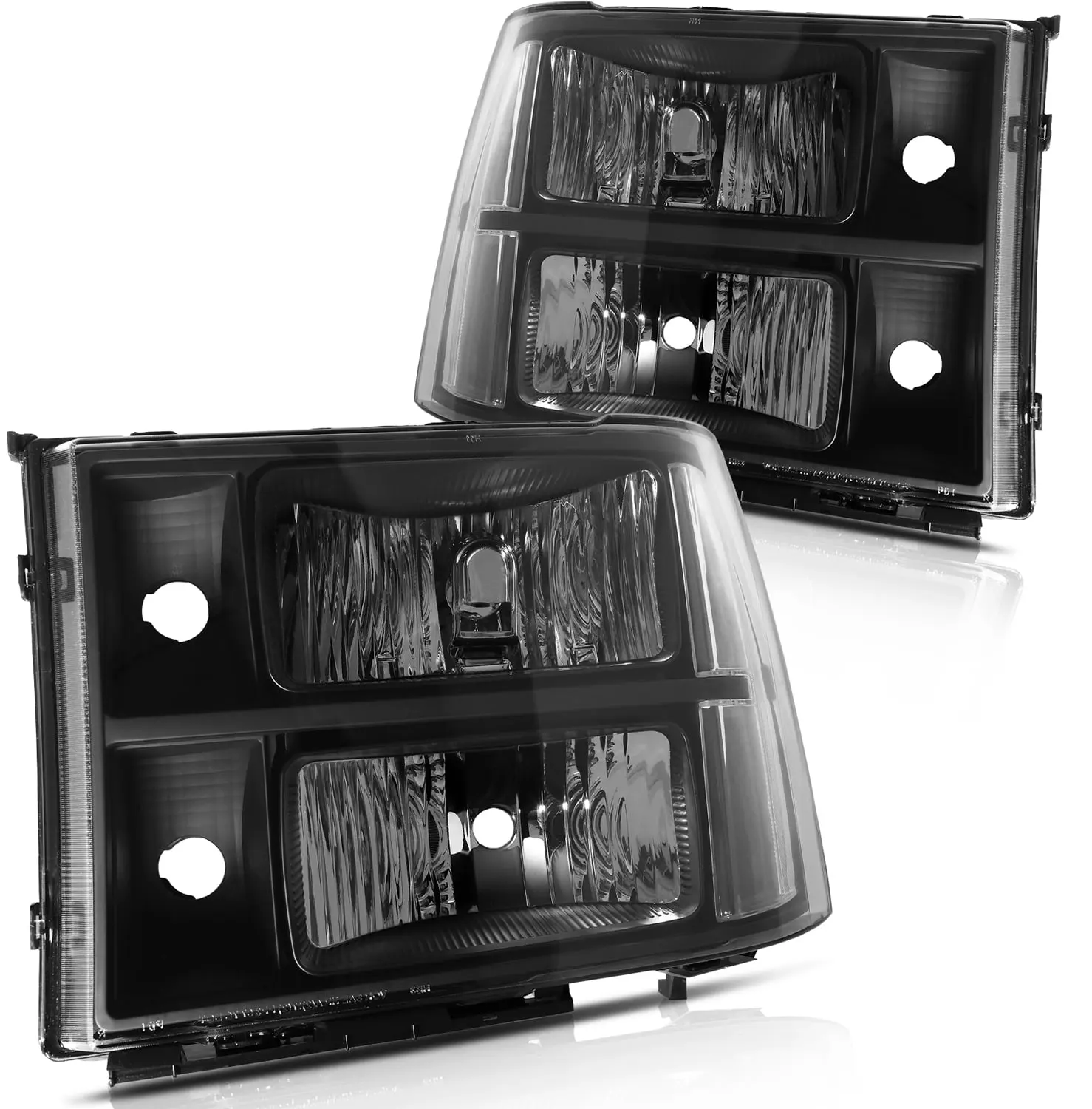 SCITOO Headlamps replacement For GMC Sierra 1500 2500 HD 3500 HD headlights assembly Black Housing Clear Reflector Clear Lens GM2502283 GM2503283 Fits select: 2011 GMC SIERRA C1500 SLE