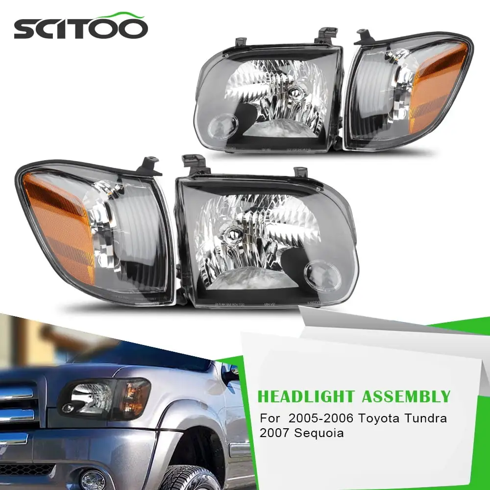 SCITOO Headlight Assembly Fit For Toyota Sequoia 2005-2007.For Toyota Tundra 2005-2006 Headlamp