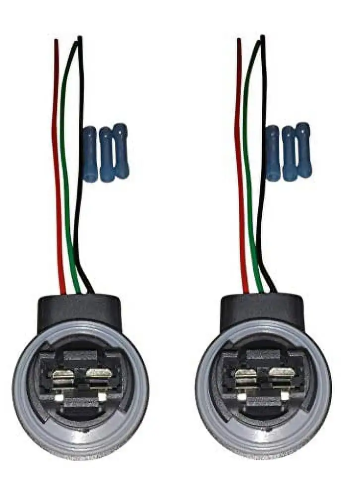 (SET OF TWO) Muzzys 3157/4157 Wire Harness Pigtail Socket for LED and Standard Bulbs Turn Signal. Brake Light. DRL. Daytime Running Lights. Backup. Reverse Lights