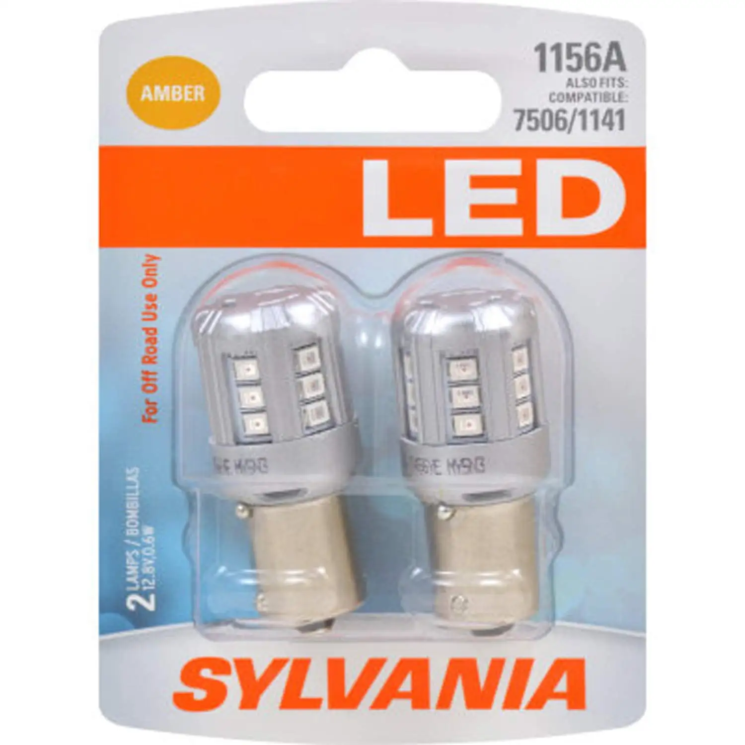 SYLVANIA - 1156 LED SE33 Amber Mini Bulb - Bright LED Bulb. Ideal for Park and Turn Lights (Contains 2 Bulbs)