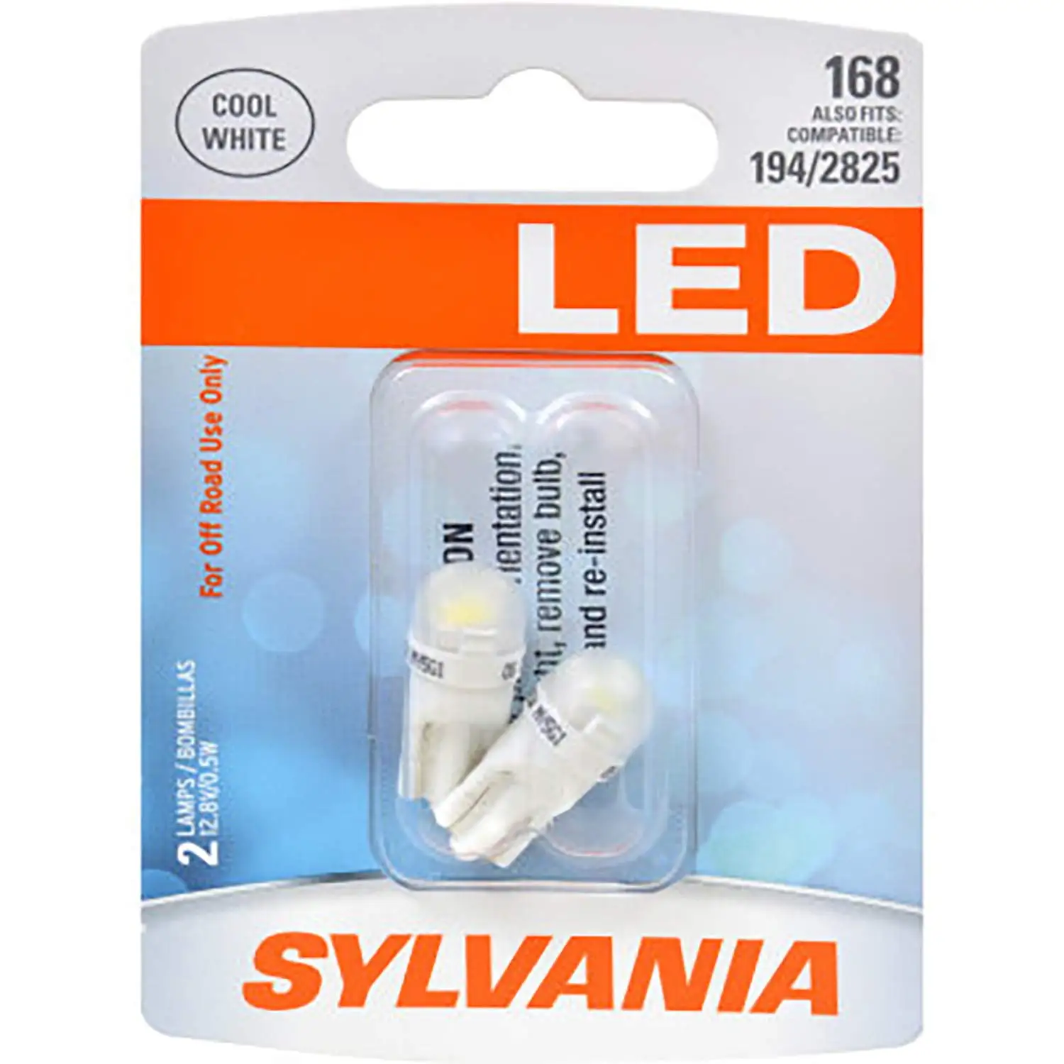 SYLVANIA - 168 T10 MMF7 W5W LED White Mini Bulb - Bright LED Bulb. Ideal for Interior Lighting - Map. Dome. Cargo and License Plate (Contains 2 Bulbs)